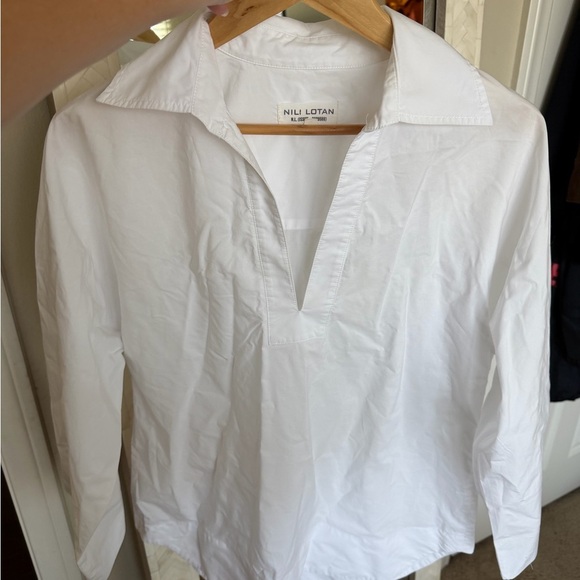 Nili Lotan Paulette Terry White 100% Cotton Shirt - Picture 6 of 10